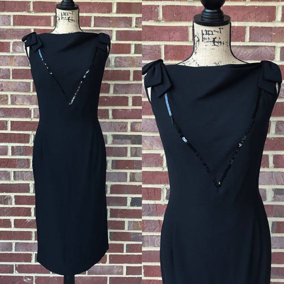 black crepe sheath dress