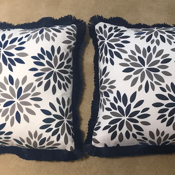 Navy and Gray Pillows - Etsy