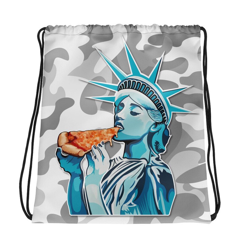 Liberty Pizza White Camo Drawstring bag