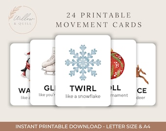printable movement cards | digital download | winter activities | Christmas activities | movement break | preschool | kindergarten