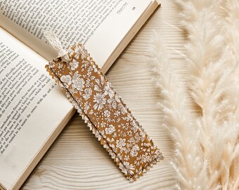 Golden Floral Fabric Bookmark | Made to order