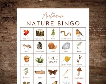 Bingo de naturaleza otoñal imprimible / Búsqueda del tesoro otoñal