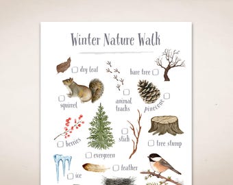 Printable Winter Nature Walk Scavenger Hunt | Winter Forest | Outdoor Activities
