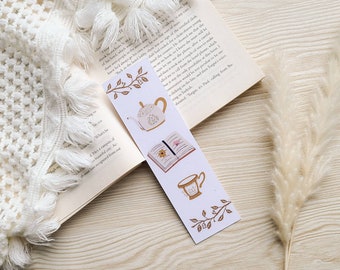 Floral Books & Tea bookmark