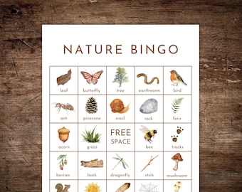 Bingo de la naturaleza imprimible / Búsqueda del tesoro en el bosque