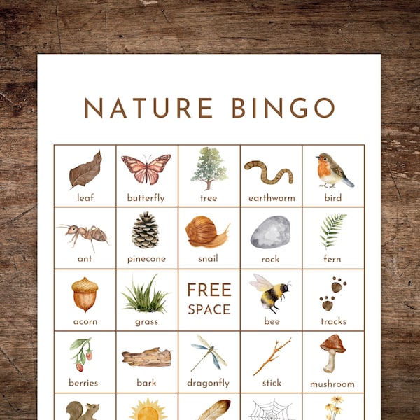 Bingo nature imprimable | Chasse au trésor en forêt