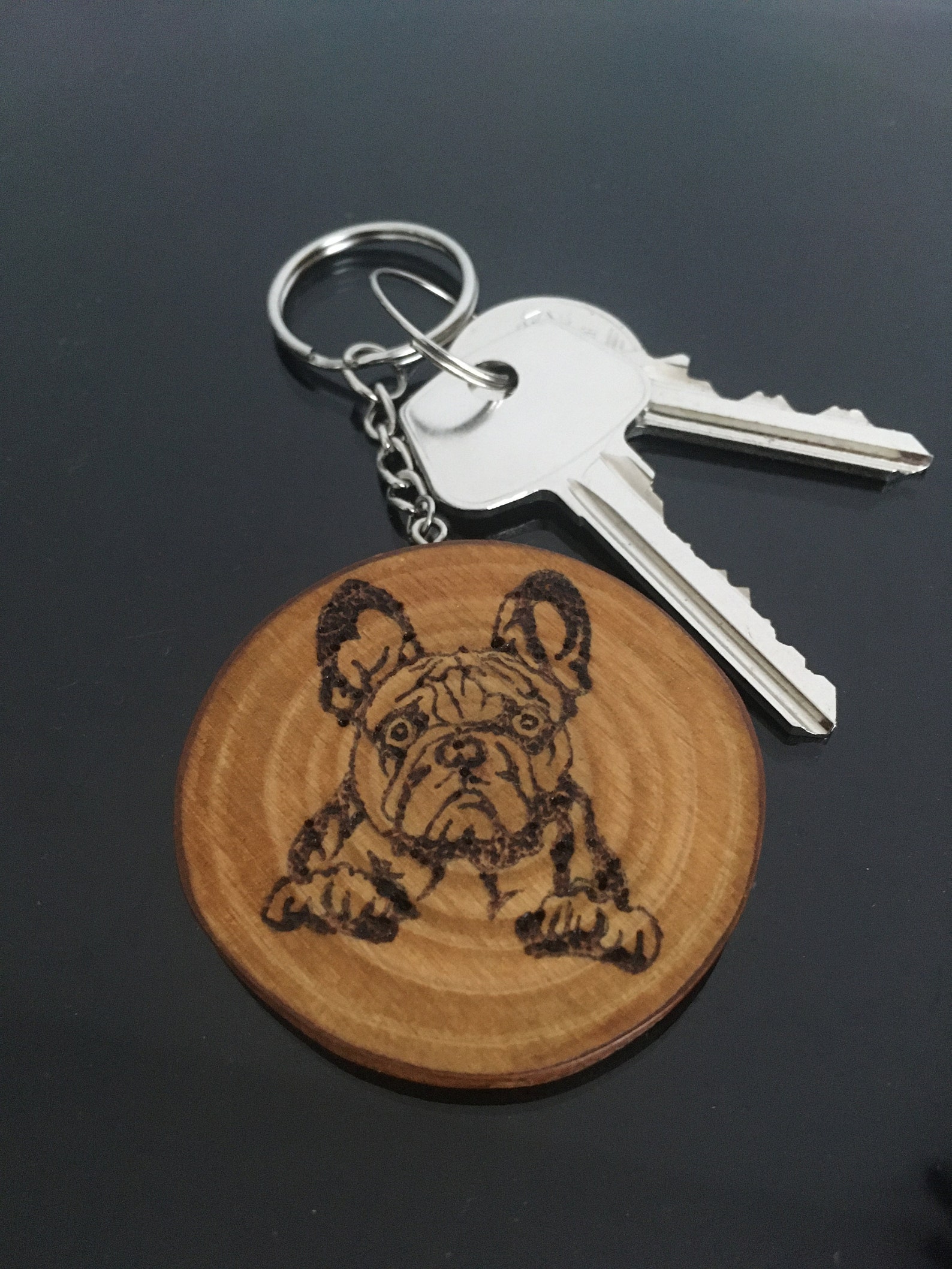 Dog wooden keyring Dog lover gift Etsy