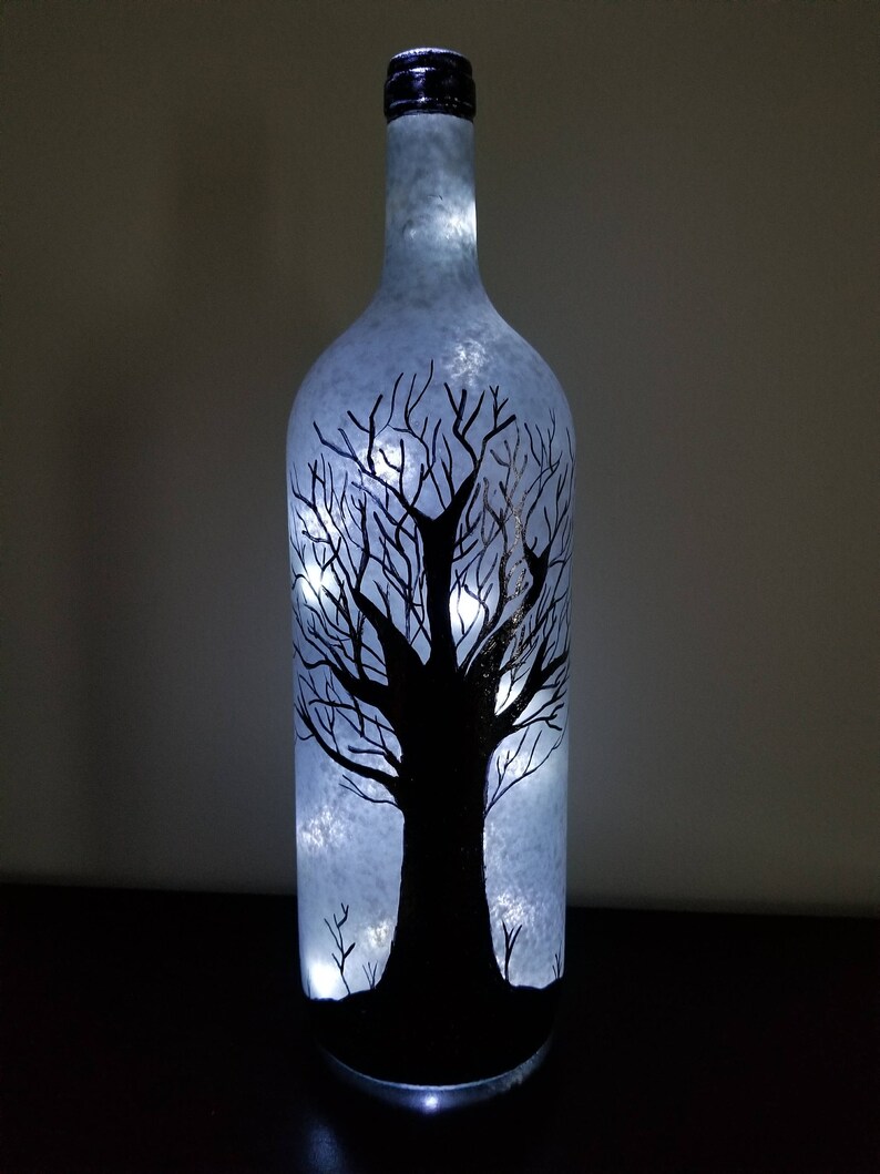 Hand Painted Wine Bottle Art tree Etsy