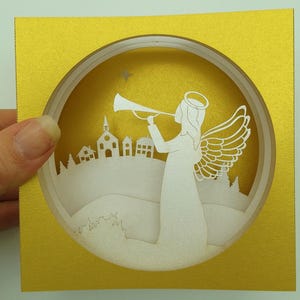 Carte Pop-Up de Noël : L'Ange Annonciateur, Carte popup, Carte 3D, Carte en volume, Vœux de Noël