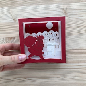 Carte Pop-Up de Voeux de Noel Fin d'Année Éco-responsable - Père Noël - Carte 3D
