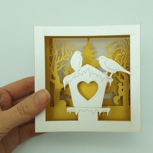 Carte Pop-Up de Vœux Blanche et Or - Éditions La Girouette - Hiver- 3D