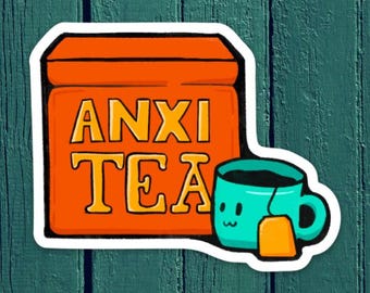 Anxi-tea Sticker, Anxiety Relief Sticker, Tea Lover Sticker, Inside Out 2 Sticker, Fan Art Sticker, Laptop Sticker, Water Bottle Decal
