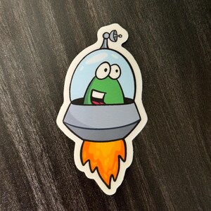 Alien Vinyl Sticker, UFO Sticker, Space Laptop Decal, Sci-fi Car Sticker, Alien Water Bottle Sticker, Alien Retro Decal