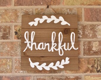 Wooden Thankful Sign