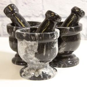 Black Orthoceras Mortar and Pestle- Medium