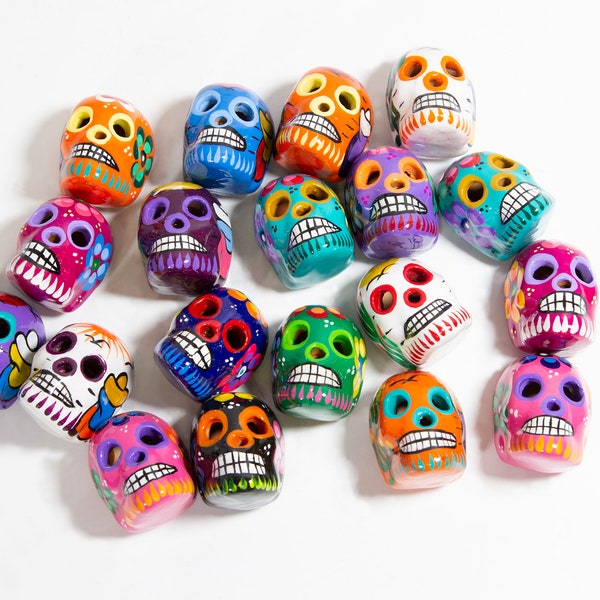 Assorted Hand Painted Sugar Skull Ceramic Magnets (One Magnet)