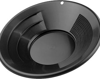 Bandeja de plástico negra de 25 cm para minería de oro con dos tipos de estrías (una bandeja)