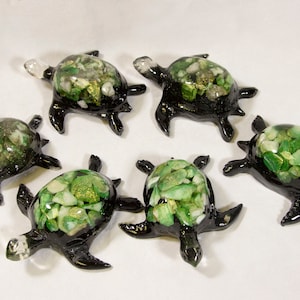 Large Green Turtle - Semi Precious Mineral Figurine (One Turtle)