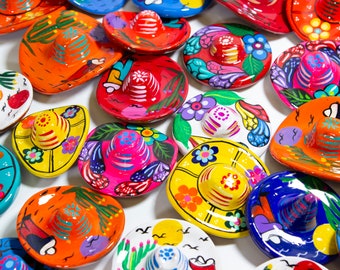 Assorted Hand Painted Sombrero Ceramic Magnets (One Magnet)