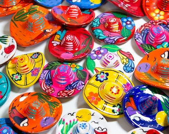 Assorted Hand Painted Sombrero Ceramic Magnets (One Magnet)