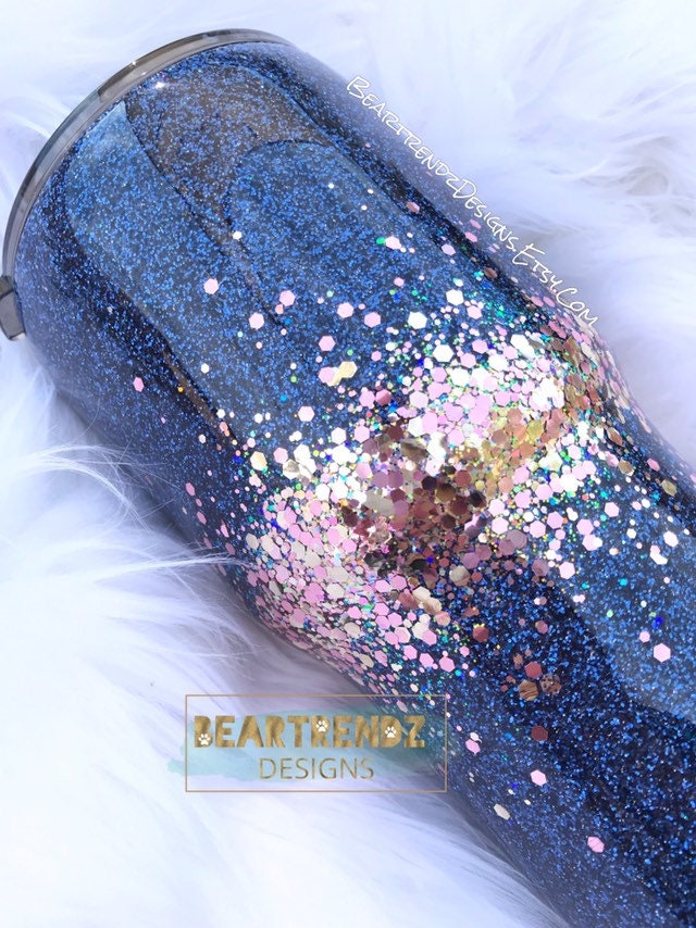 Rose Gold Ombre Glitter Tumbler Skinny Glitter Tumbler 30oz Etsy