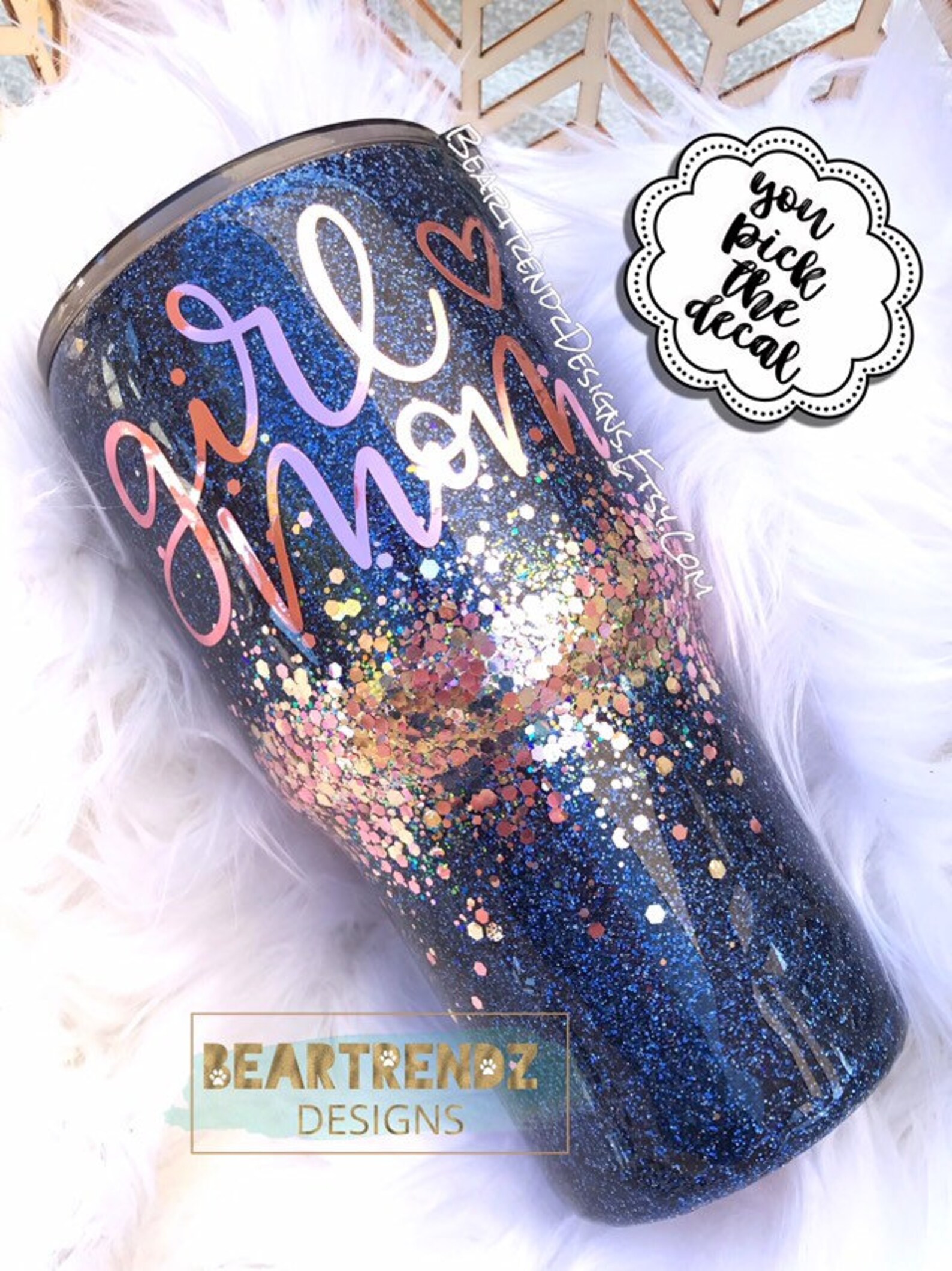 Rose Gold Ombre Glitter Tumbler Skinny Glitter Tumbler 30oz Etsy