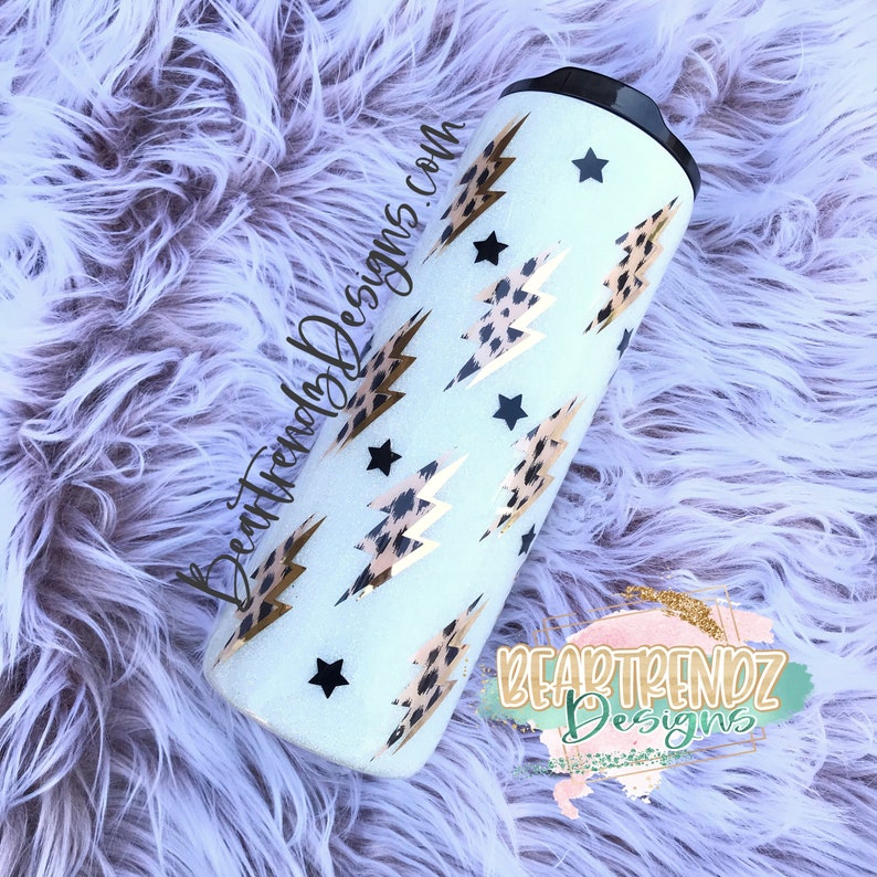 Lightning Bolt Tumbler Gold Glitter Tumbler Skinny Glitter Etsy