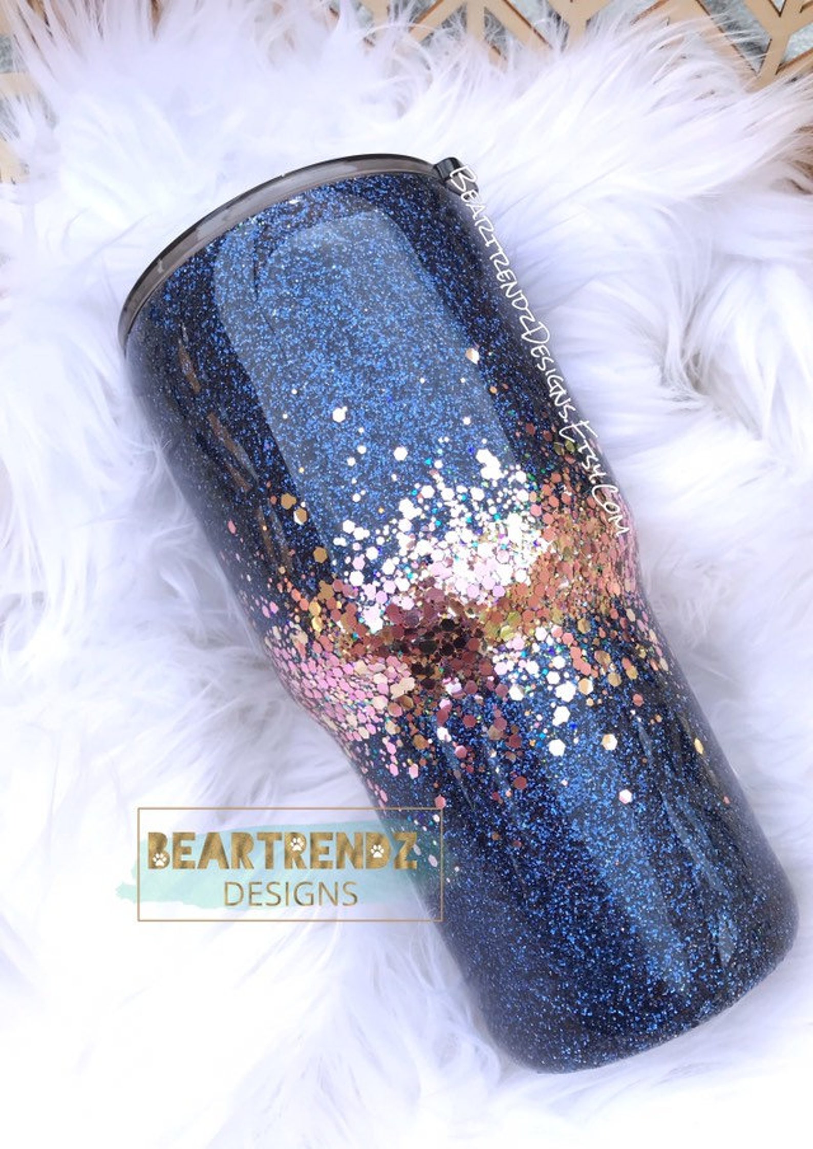 Rose Gold Ombre Glitter Tumbler Skinny Glitter Tumbler 30oz Etsy