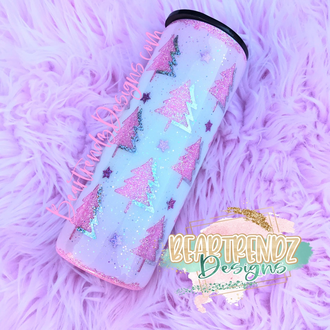 Pink Christmas Tree Glitter Tumbler Christmas Glitter Etsy