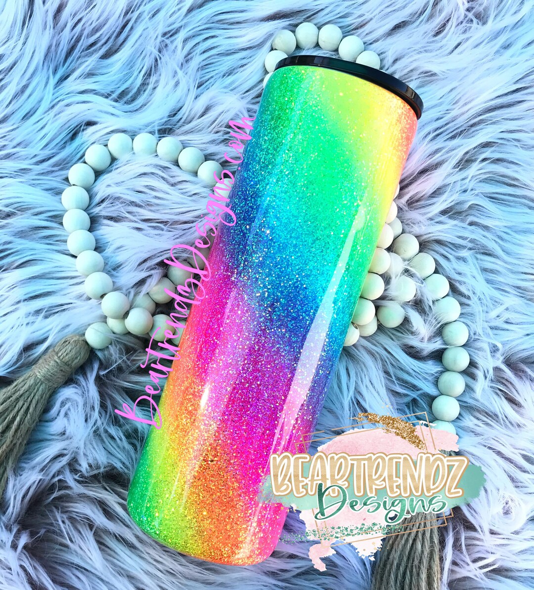 Rainbow Neon Swirl Glitter Tumbler Neon Summer Glitter Etsy