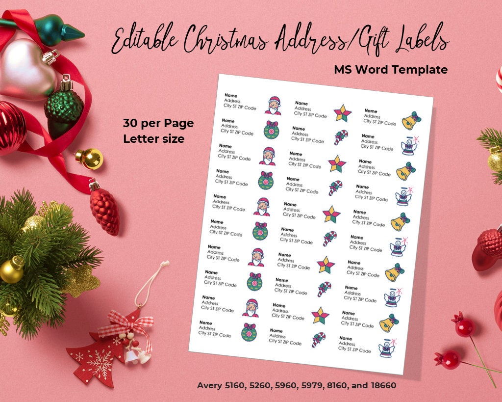 Microsoft word christmas labels 5160