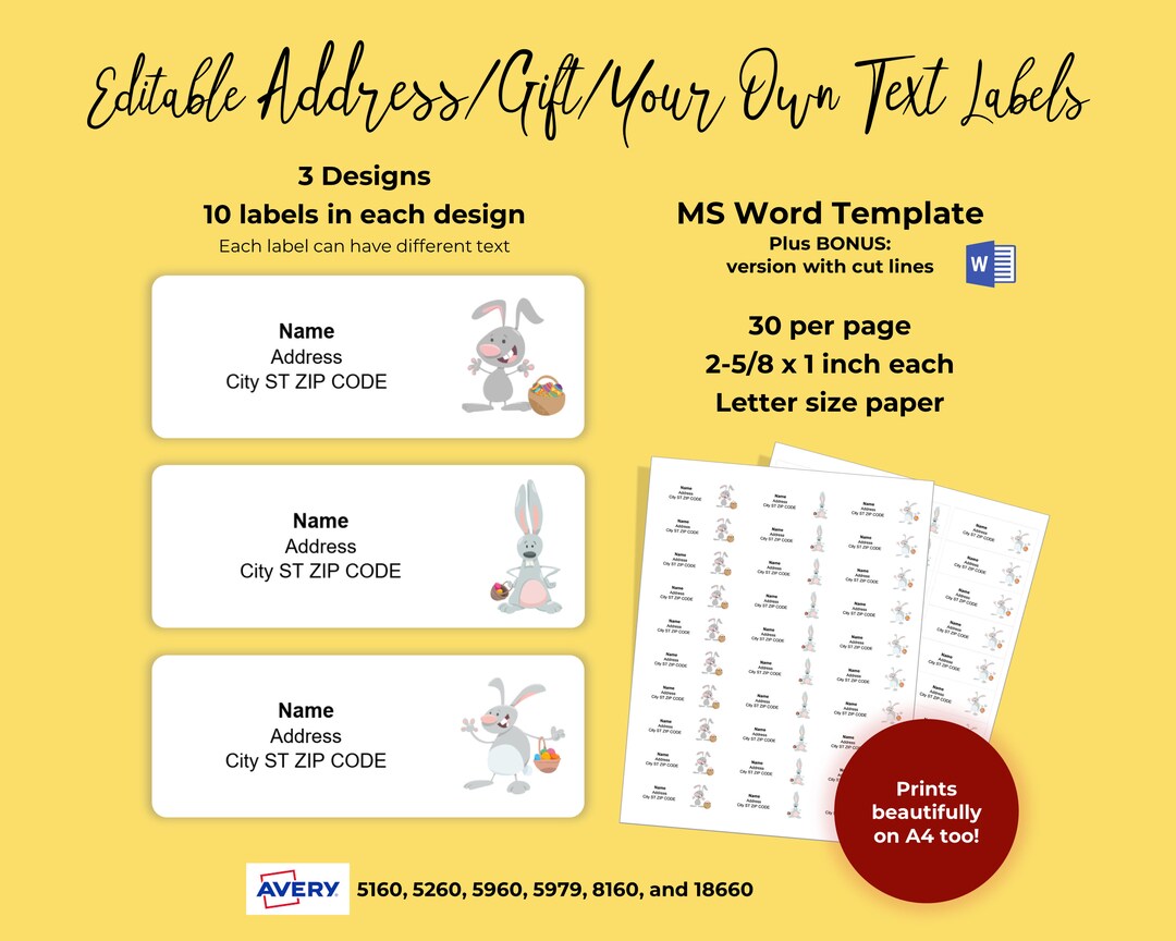 Printable Funny Easter Bunny Address Labels Egg Hunt Return Etsy