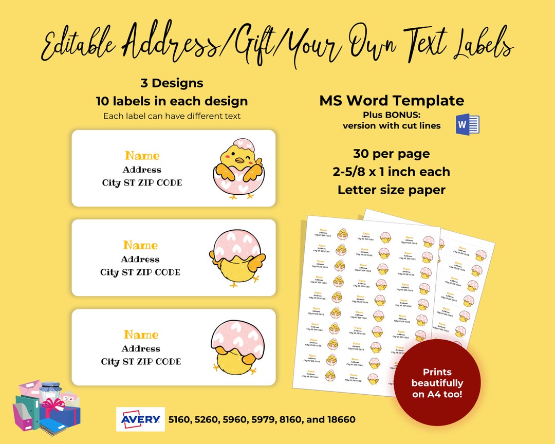 Chick Address Labels Printable Cute Easter Chick Address Labels Stickers Gift - Etsy Canada