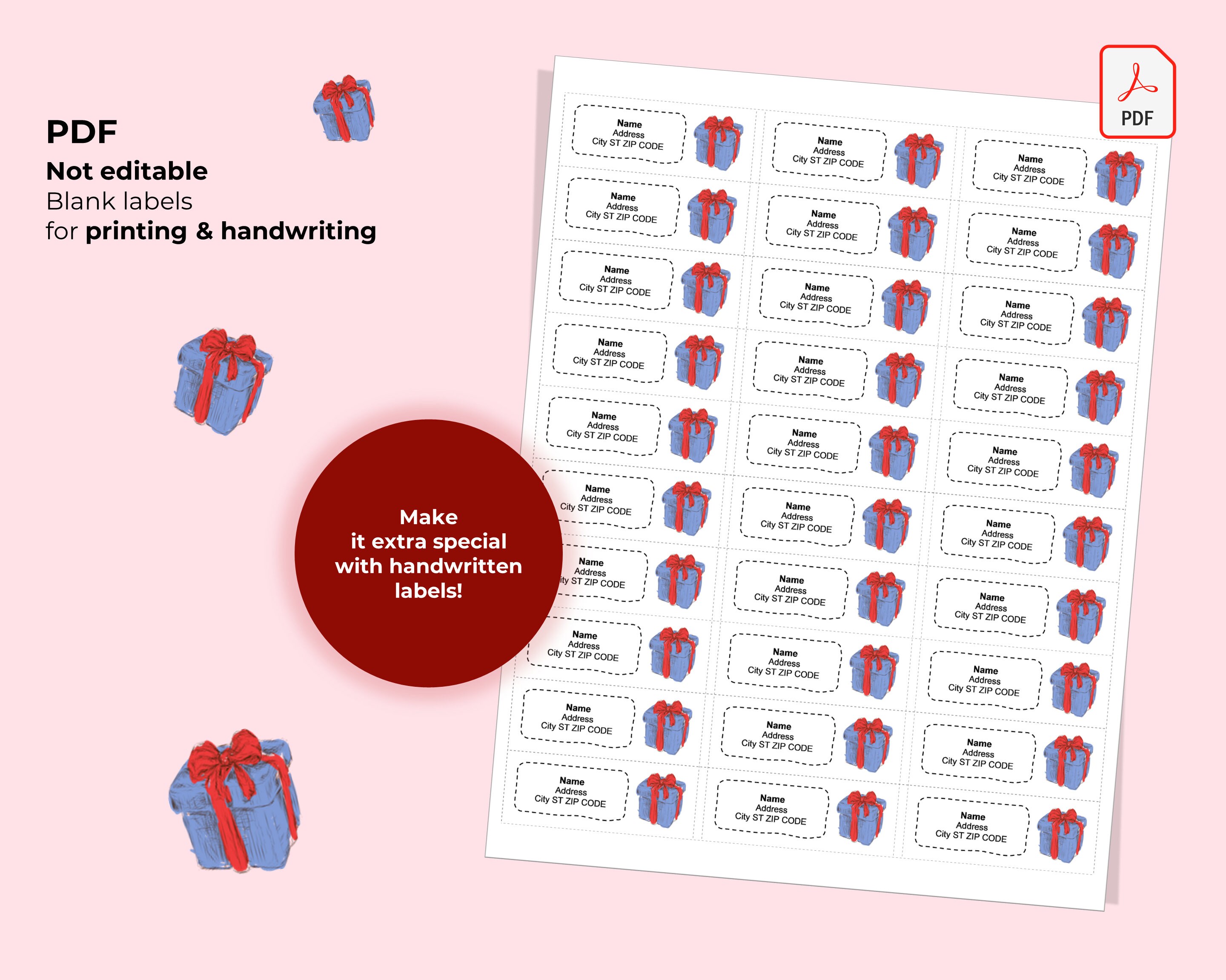 Editable Printable Address, Gift Labels. 30/page. MS Word Template and ...