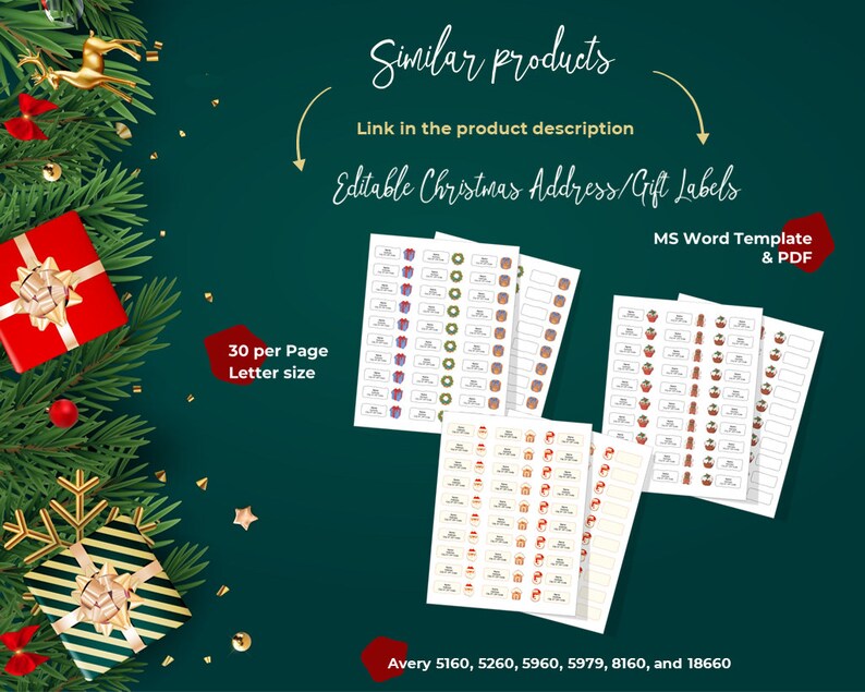 Printable Christmas Address Labels. 30 per Page. MS Word Etsy UK
