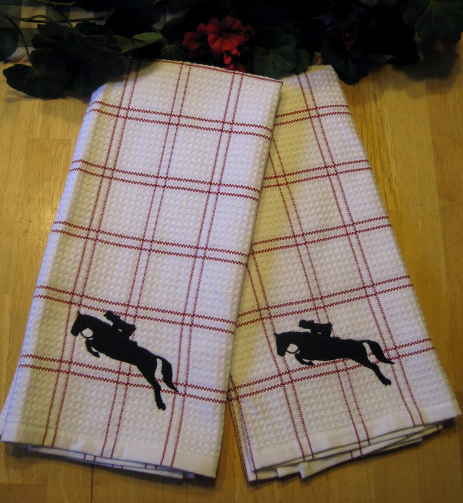 Set of 2 Large Cotton Kitchen Dish Towels with Jumper Horse Etsy.de