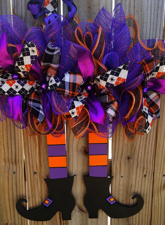 Witch Legs Halloween Door Hanger Halloween Door Decor Deco Etsy