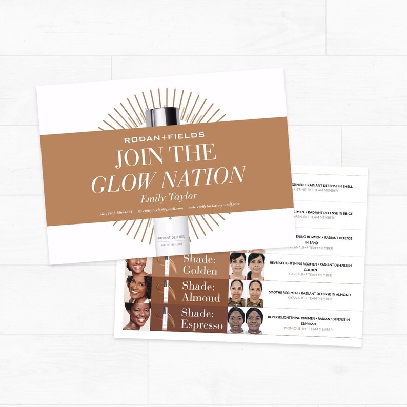 Digital Files Rodan and Fields Radiant Defense Postcard Personalized R+F Promotional Piece Rodan and Fields Join The Glow Nation