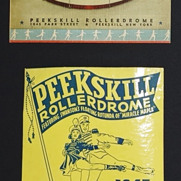 Peekskill, NY Rollerdrome Postcard and Label From The 1940s