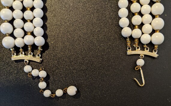 1950s Four Strand White Beads and Austrian Crysta… - image 3