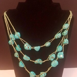 Vintage hand strung Natural Turquoise necklace