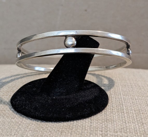 Vintage Sterling Silver Double Bangle Bracelet - image 3