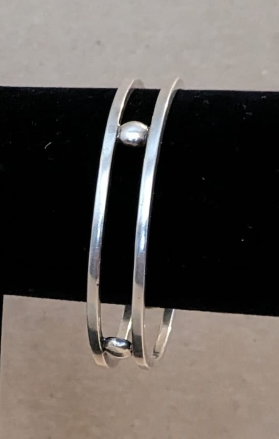 Vintage Sterling Silver Double Bangle Bracelet - image 1