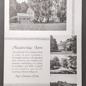 Original 1930&#39;s Real Estate Brochure - New Canaan Conn. -  Meadowridge Farm