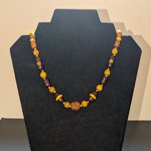 Vintage Carved Galalith (Casein) Bead Necklace