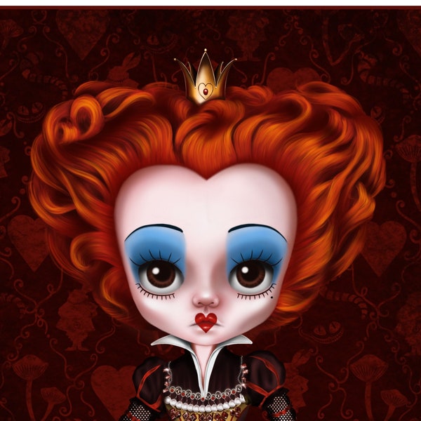 Tim Burton Fan Art Print | Red Queen of Hearts | Gothic decor | Wall Art | Alice in Wonderland Decoration