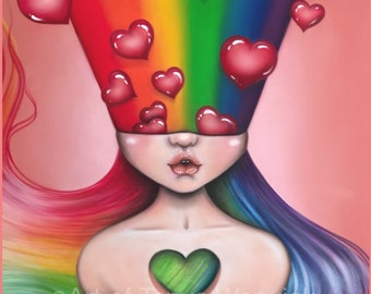 All The Rainbow Feels pop surrealism art print by Tanya Warwick