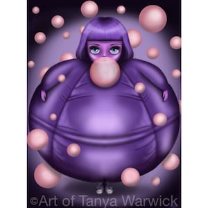 Tim Burton Wall Decor Violet Beauregarde fan art Print Willy Wonka inspired Gift 5x7inches inches