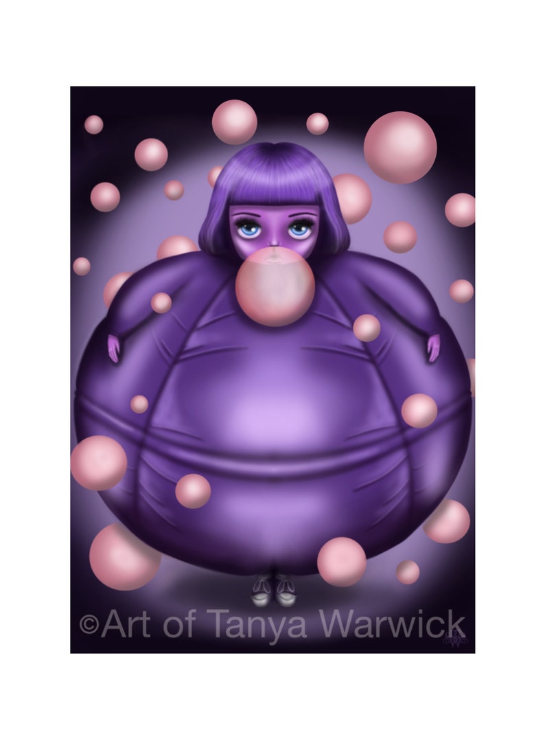 Tim Burton Wall Decor Violet Beauregarde fan art Print Willy Wonka inspired Gift 5x7inches inches