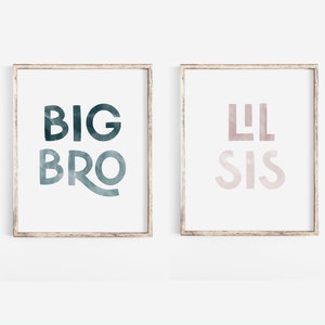 Boy Girl Siblings Art Print | Big Bro Little Sis | Big Sis Little Bro Digital Art Prints